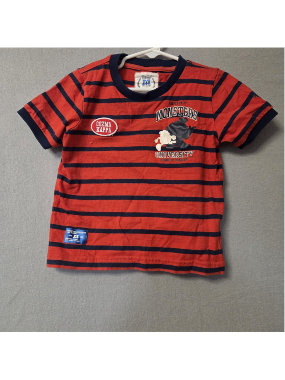 Boys Giordano Monsters University Tee Size 4 Red Navy Striped Short Sleeve